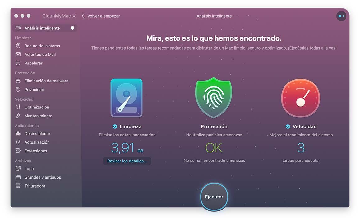 Interfaz principal de CleanMyMac X