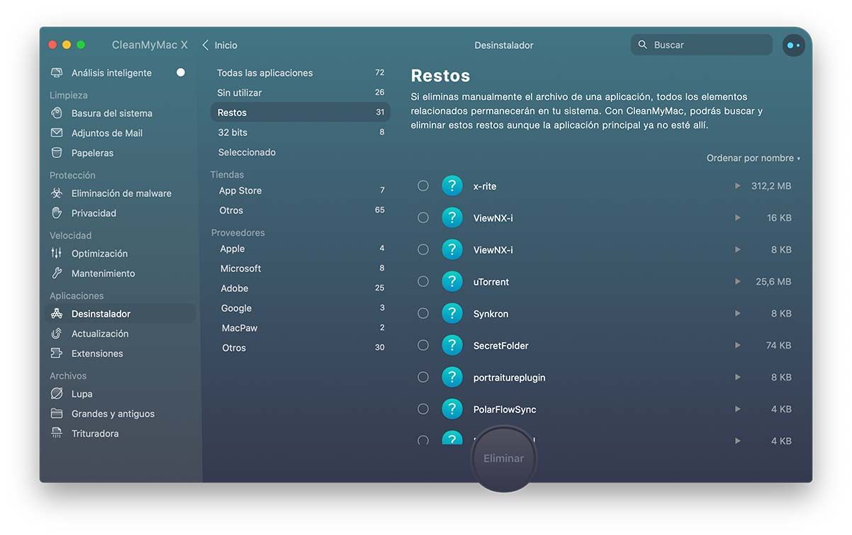 Restos de software desinstalado
